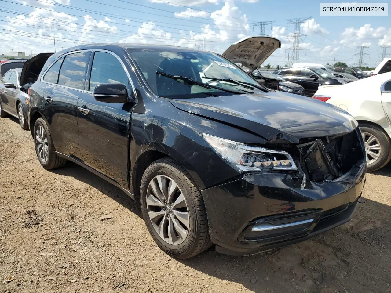 2016 Acura Mdx Technology VIN: 5FRYD4H41GB047649 Lot: 63626935
