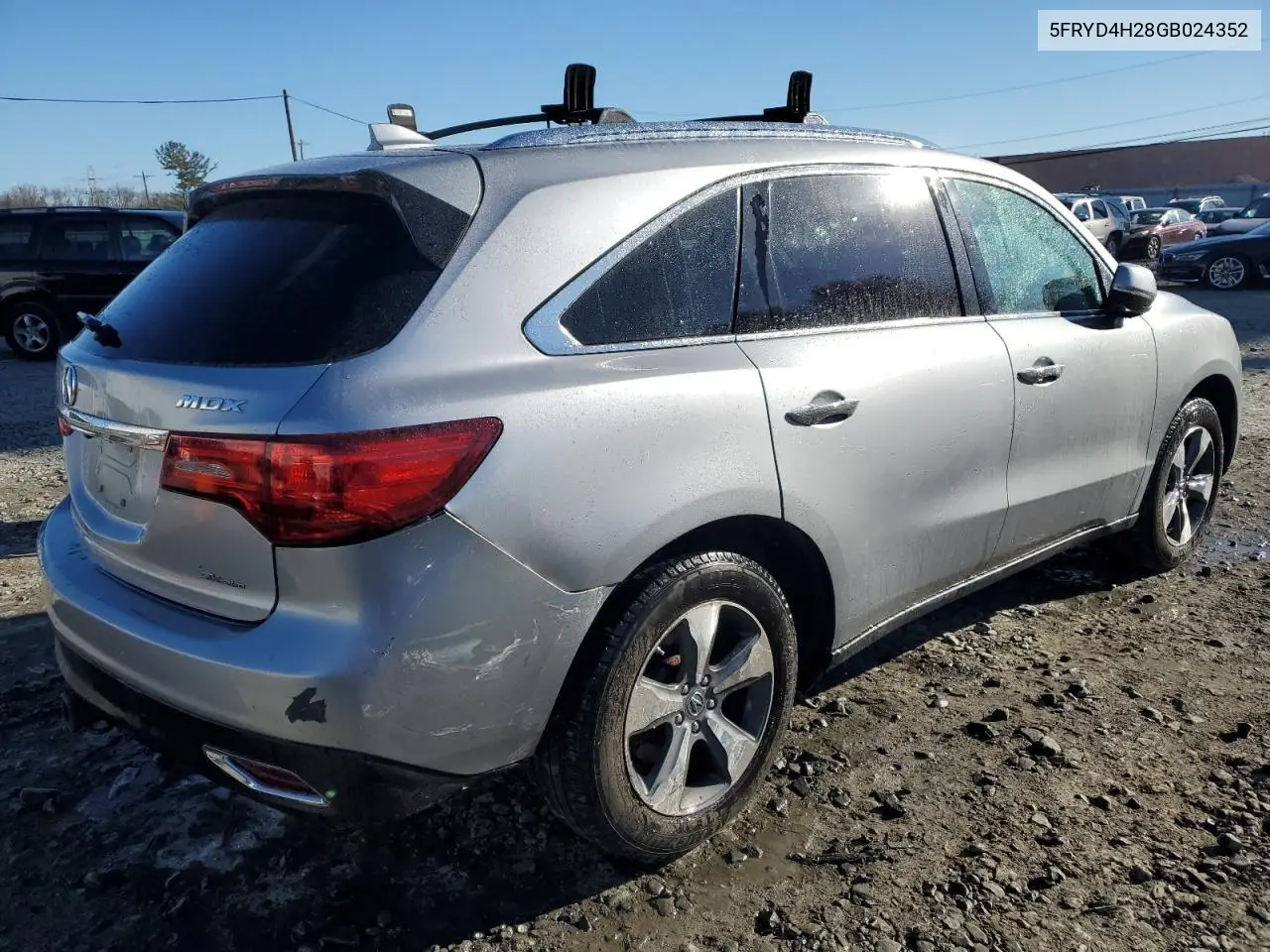 2016 Acura Mdx VIN: 5FRYD4H28GB024352 Lot: 83268914