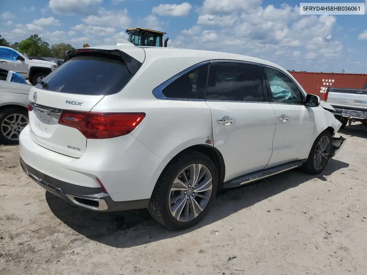 2017 Acura Mdx Technology VIN: 5FRYD4H58HB036061 Lot: 51608325