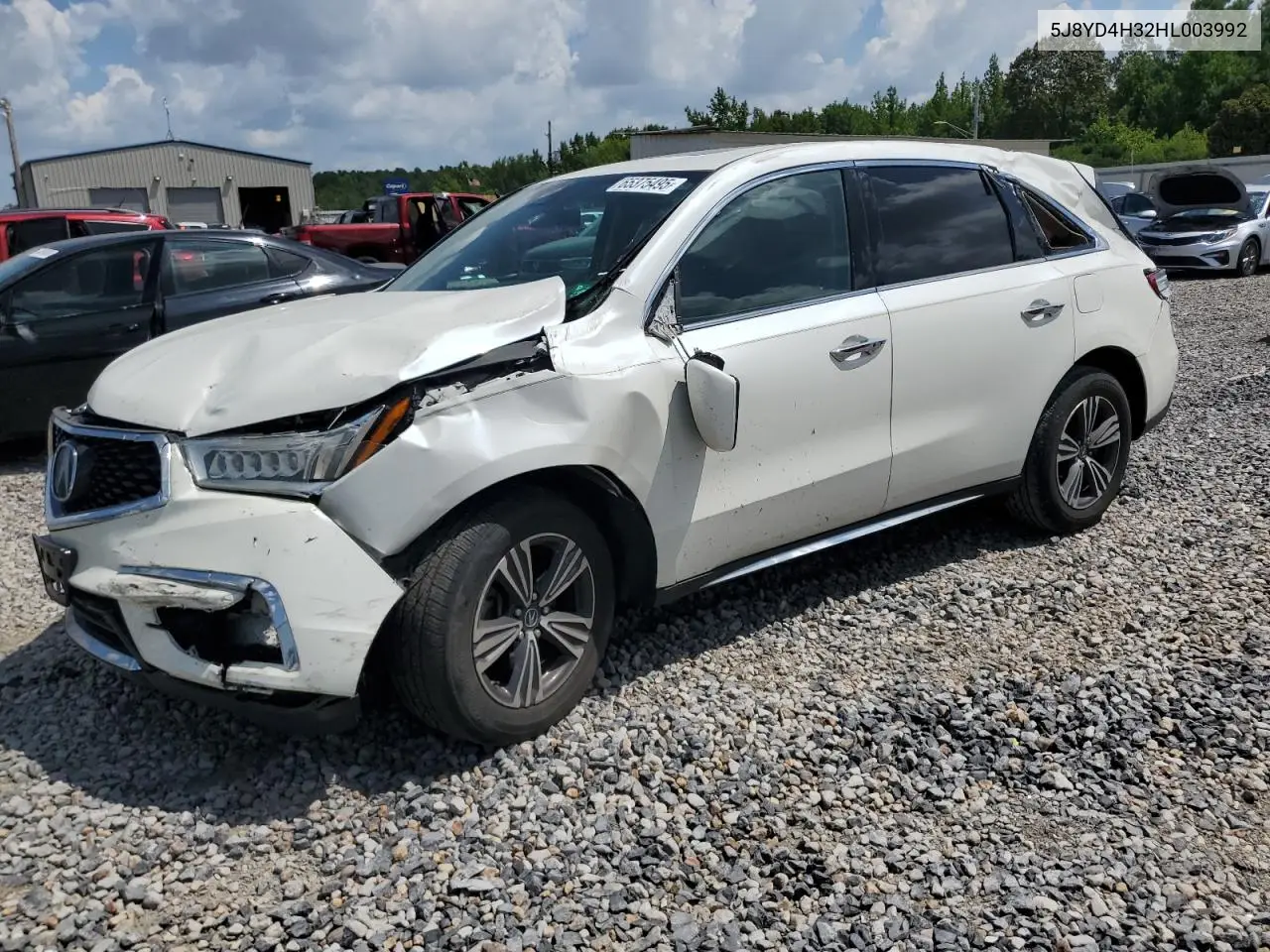 2017 Acura Mdx VIN: 5J8YD4H32HL003992 Lot: 65375495