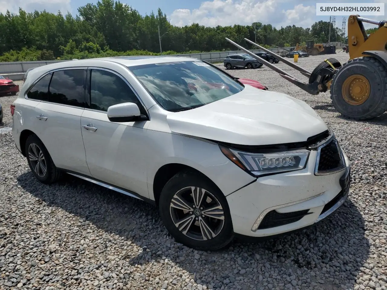 2017 Acura Mdx VIN: 5J8YD4H32HL003992 Lot: 65375495