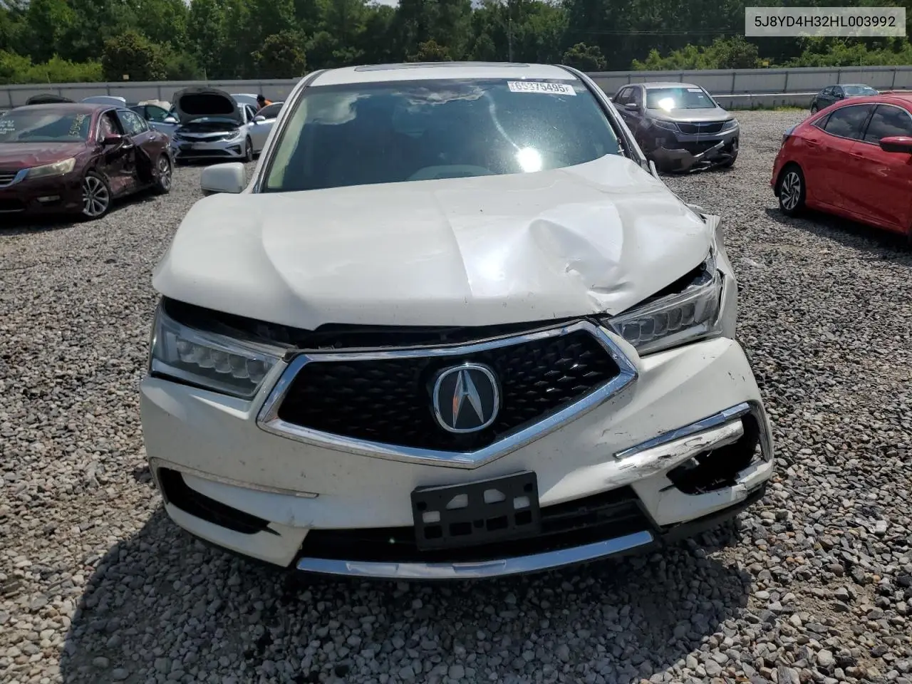 2017 Acura Mdx VIN: 5J8YD4H32HL003992 Lot: 65375495