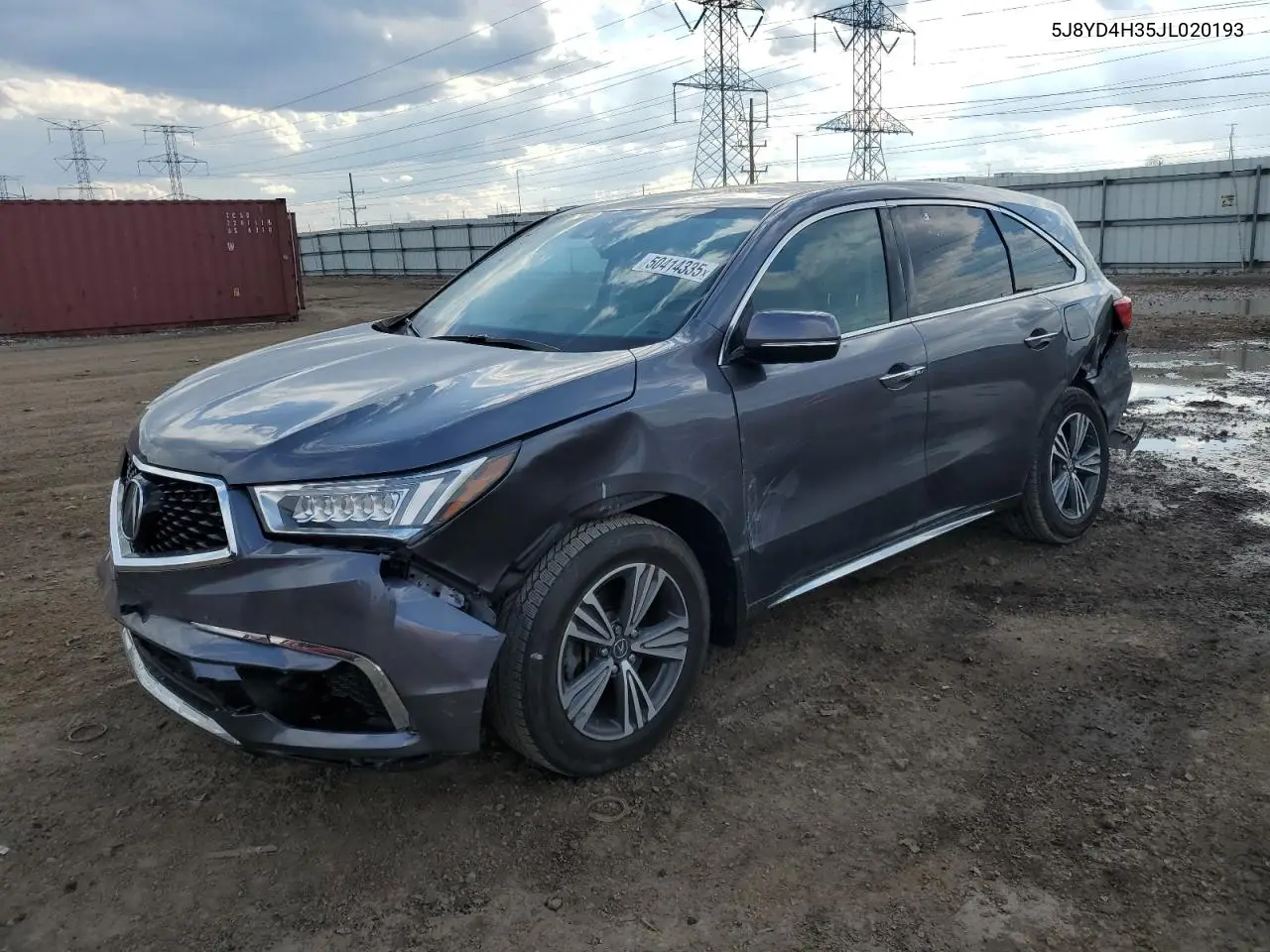 2018 Acura Mdx VIN: 5J8YD4H35JL020193 Lot: 50414335