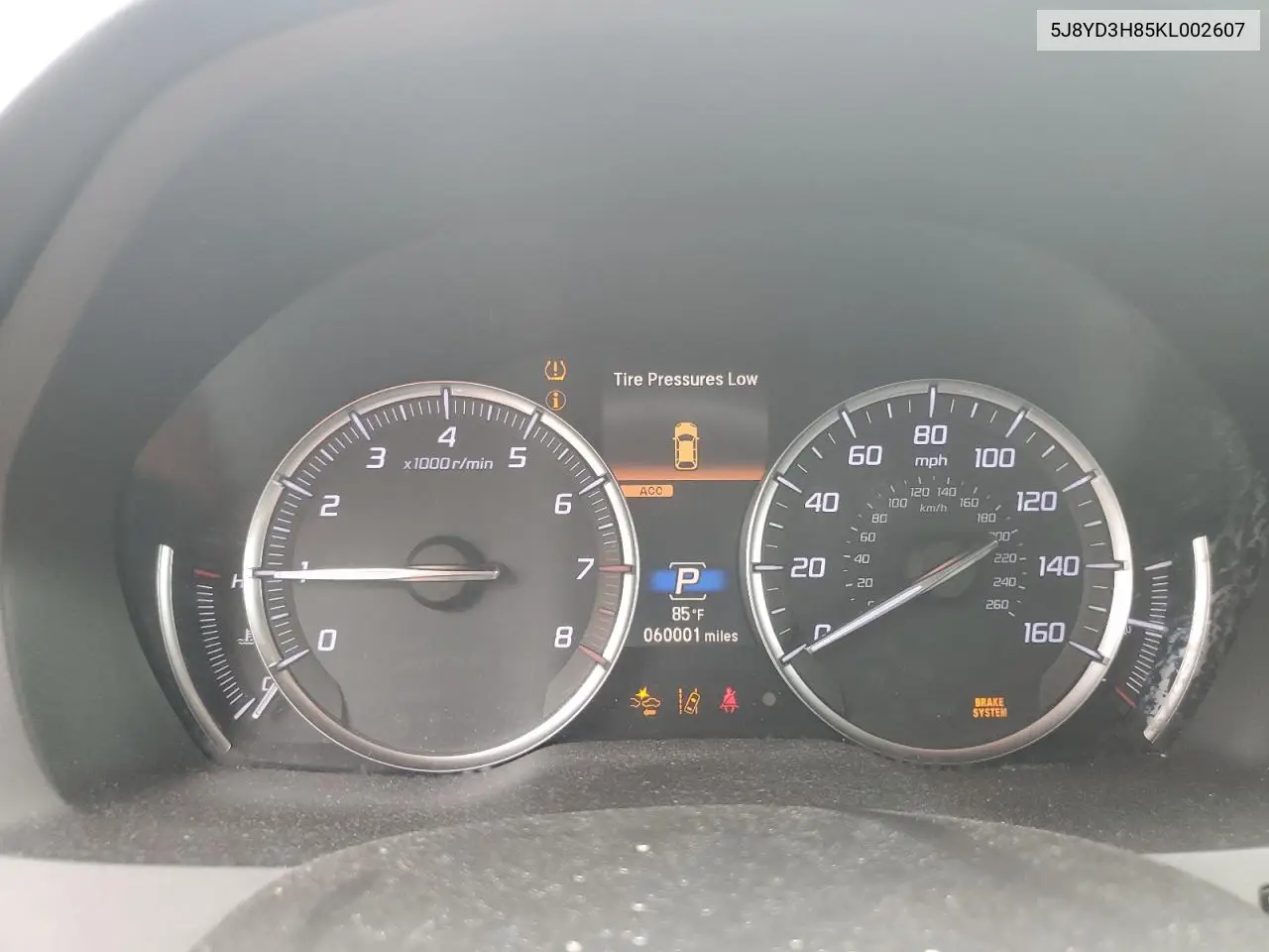 2019 Acura Mdx Advance VIN: 5J8YD3H85KL002607 Lot: 56542455