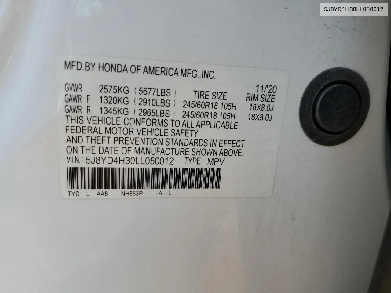 2020 Acura Mdx VIN: 5J8YD4H30LL050012 Lot: 54623845