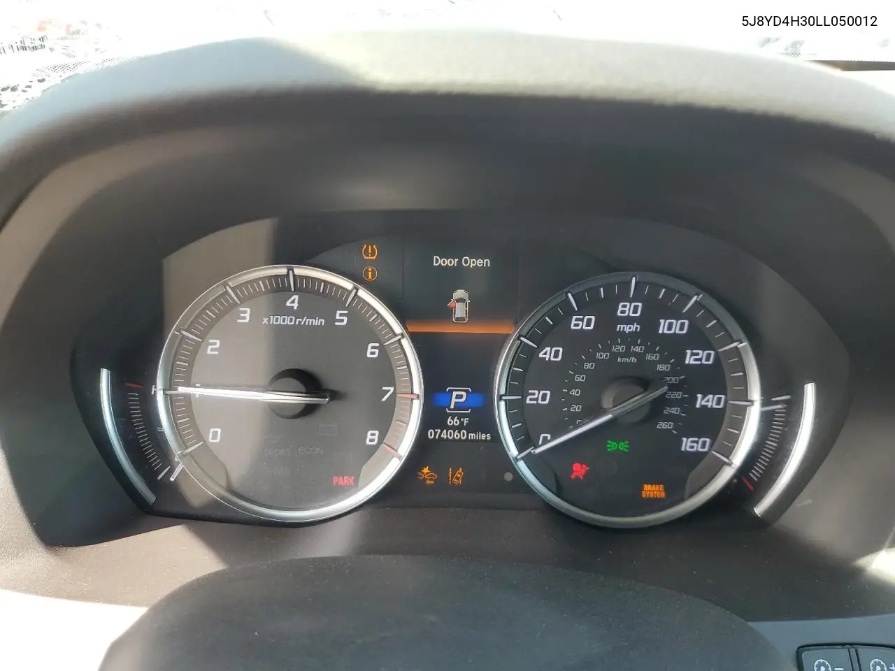 2020 Acura Mdx VIN: 5J8YD4H30LL050012 Lot: 54623845