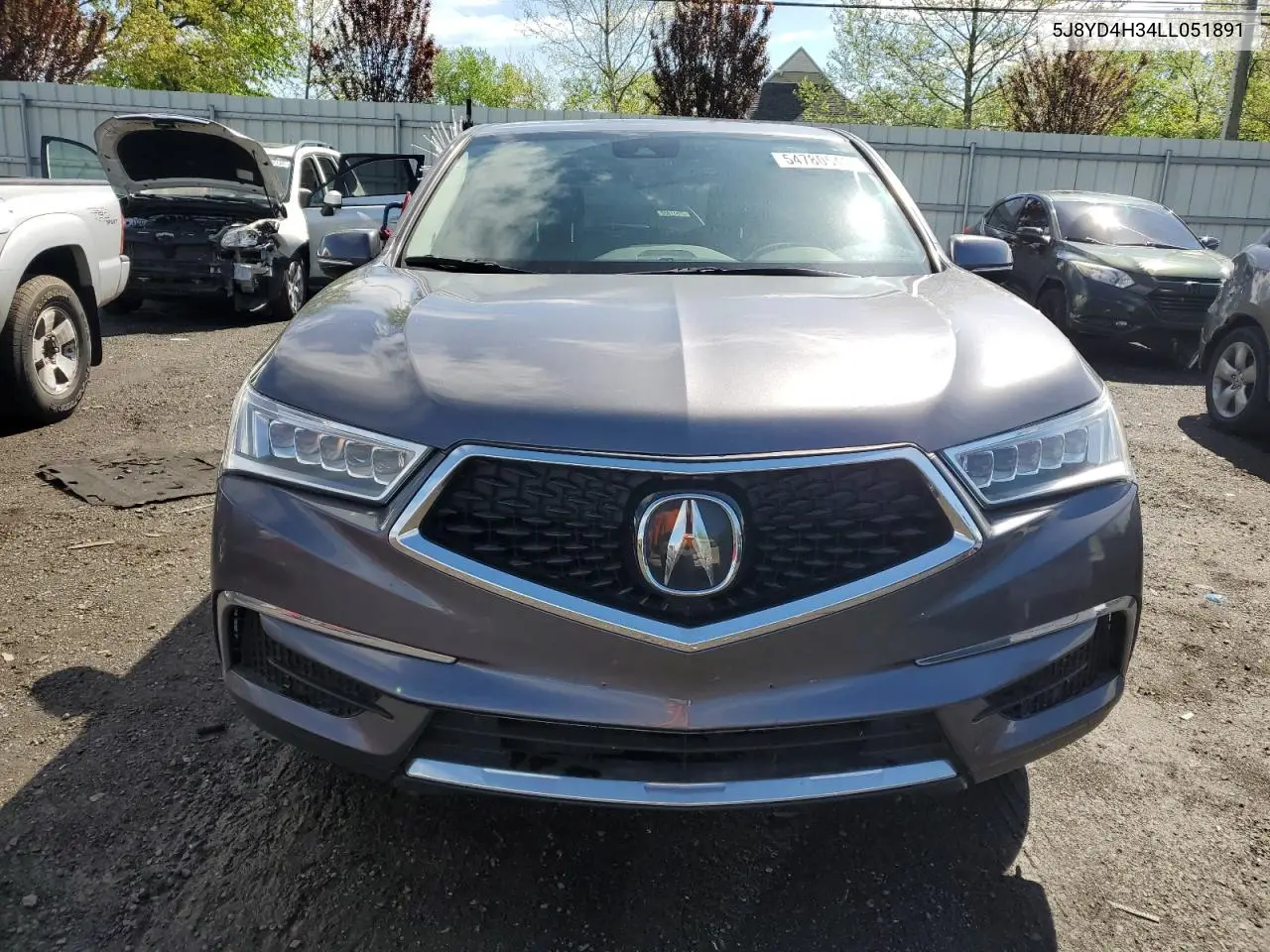 2020 Acura Mdx VIN: 5J8YD4H34LL051891 Lot: 54780545