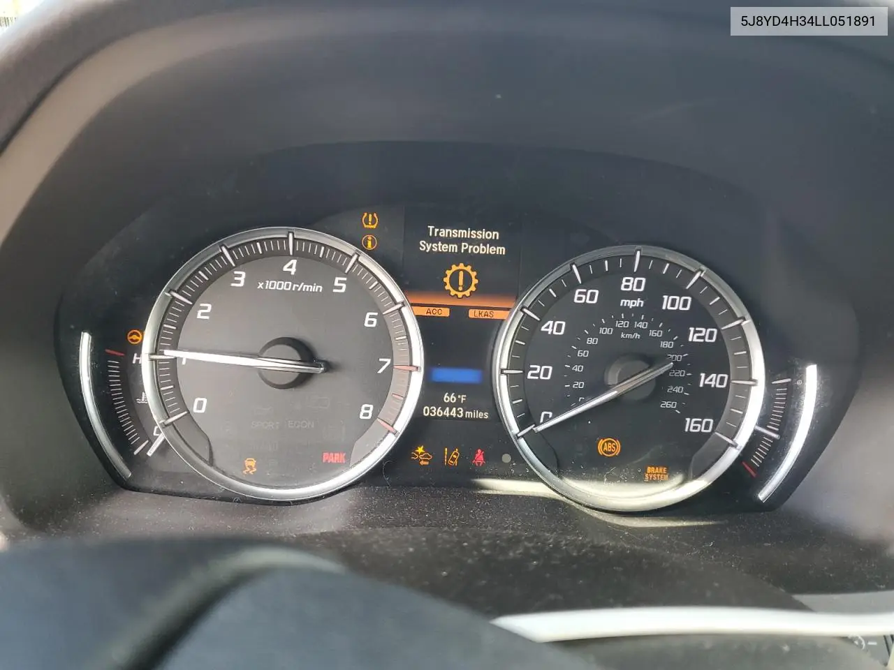 2020 Acura Mdx VIN: 5J8YD4H34LL051891 Lot: 54780545