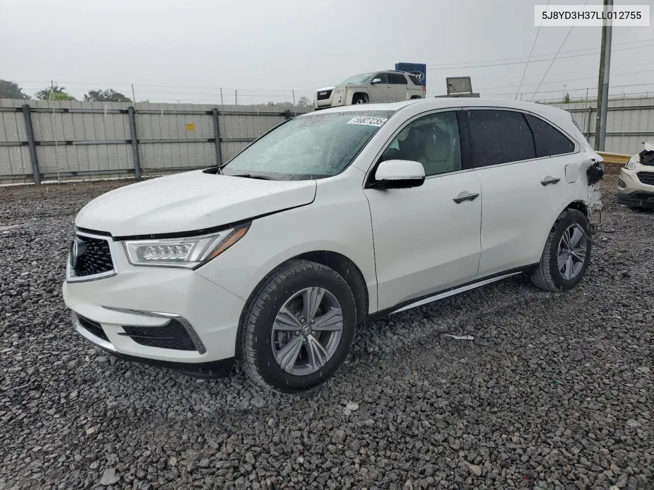 2020 Acura Mdx VIN: 5J8YD3H37LL012755 Lot: 56827235