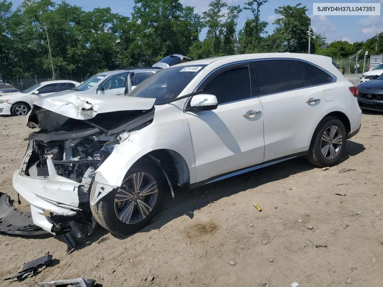 2020 Acura Mdx VIN: 5J8YD4H37LL047351 Lot: 62741165