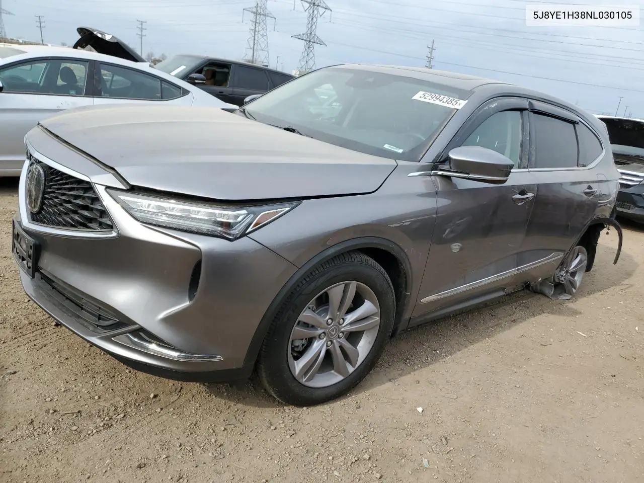 2022 Acura Mdx VIN: 5J8YE1H38NL030105 Lot: 52994385