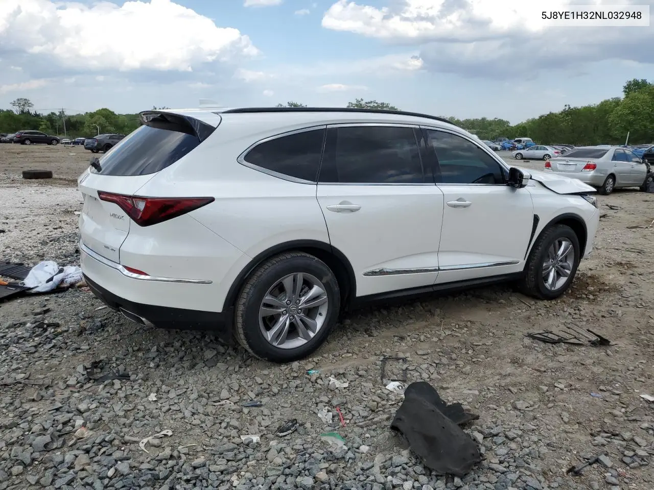 2022 Acura Mdx VIN: 5J8YE1H32NL032948 Lot: 55597065