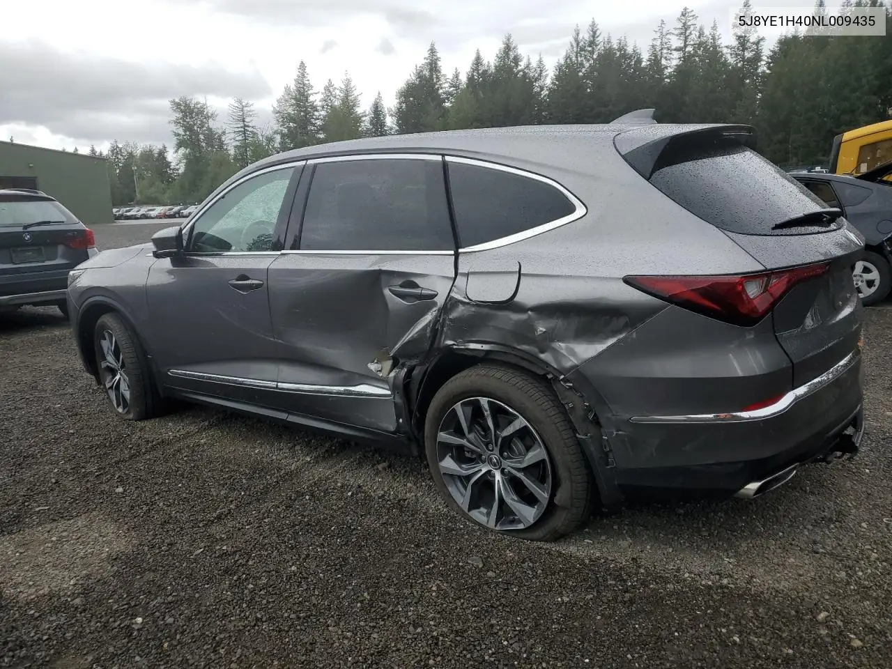 2022 Acura Mdx Technology VIN: 5J8YE1H40NL009435 Lot: 57137935