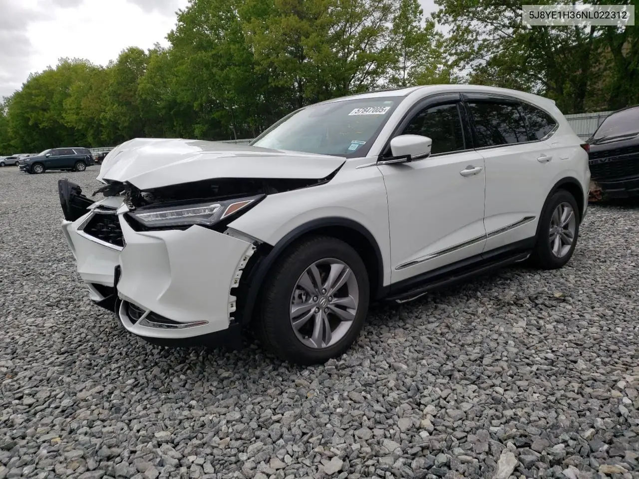 2022 Acura Mdx VIN: 5J8YE1H36NL022312 Lot: 57847005