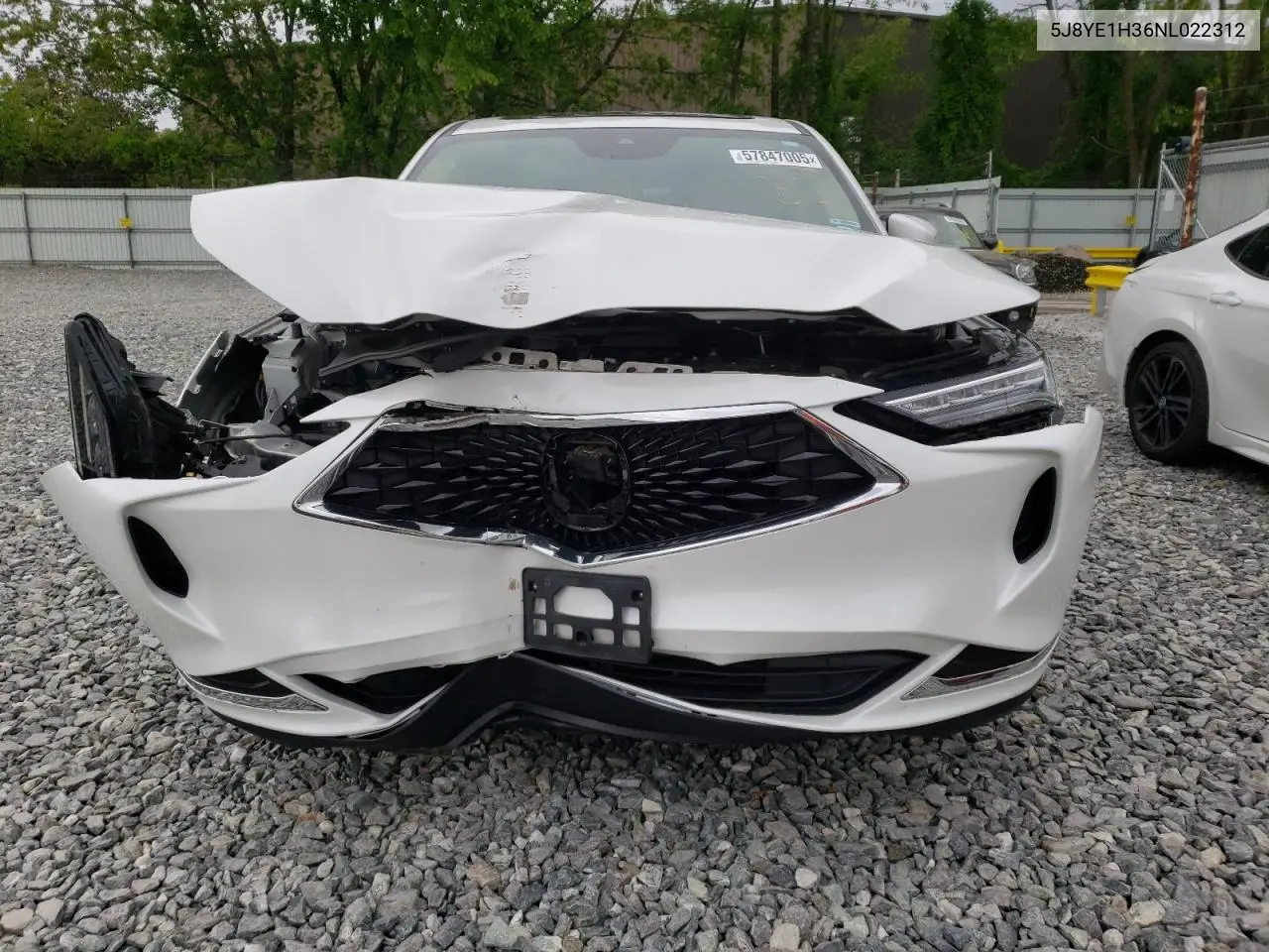 2022 Acura Mdx VIN: 5J8YE1H36NL022312 Lot: 57847005