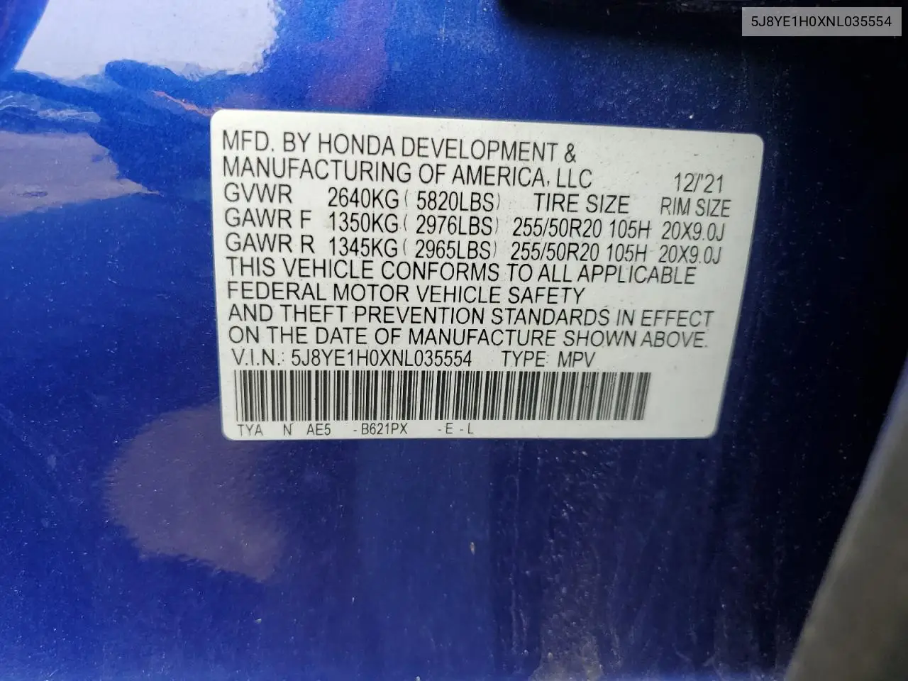 2022 Acura Mdx A-Spec VIN: 5J8YE1H0XNL035554 Lot: 58656245