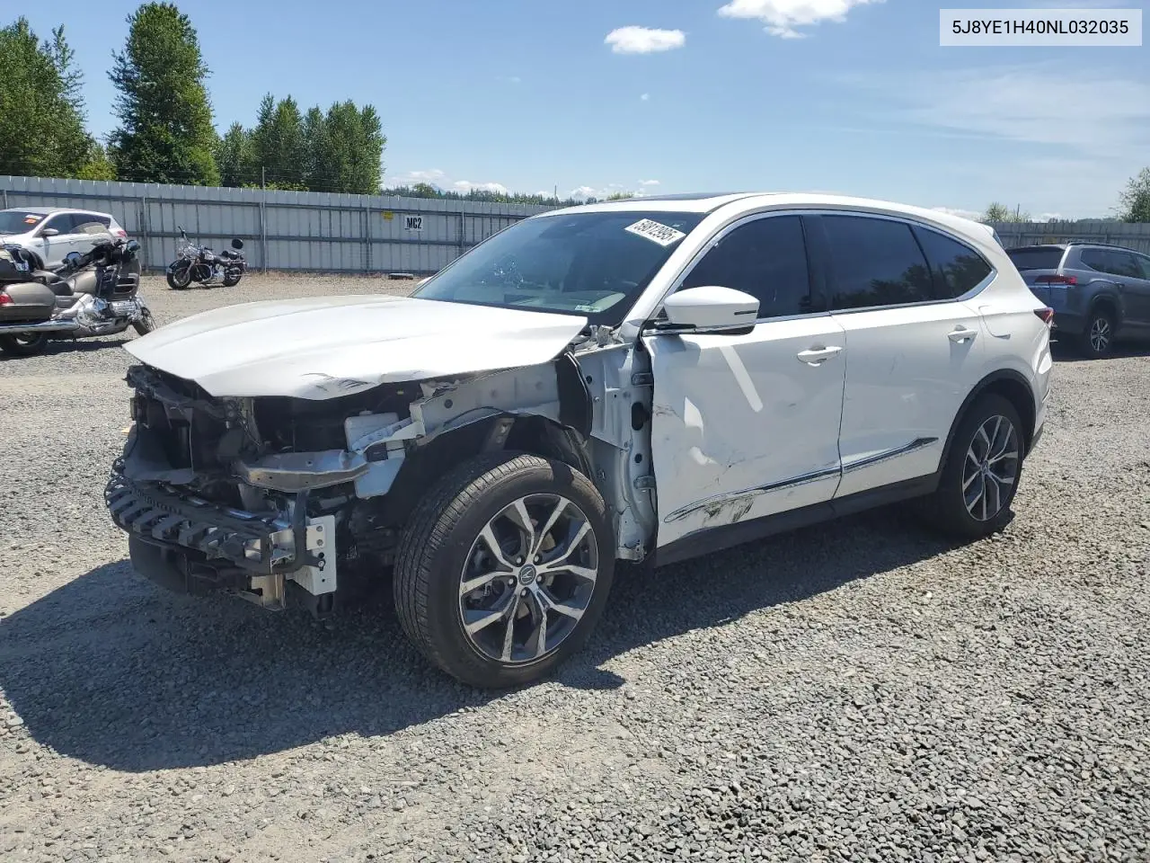 2022 Acura Mdx Technology VIN: 5J8YE1H40NL032035 Lot: 59812995