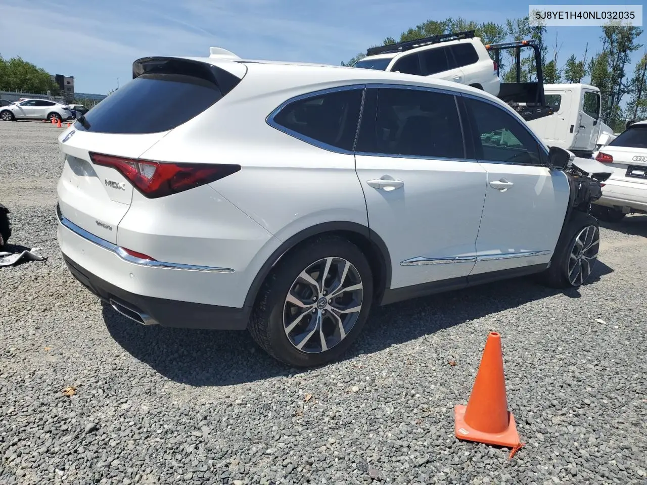 2022 Acura Mdx Technology VIN: 5J8YE1H40NL032035 Lot: 59812995