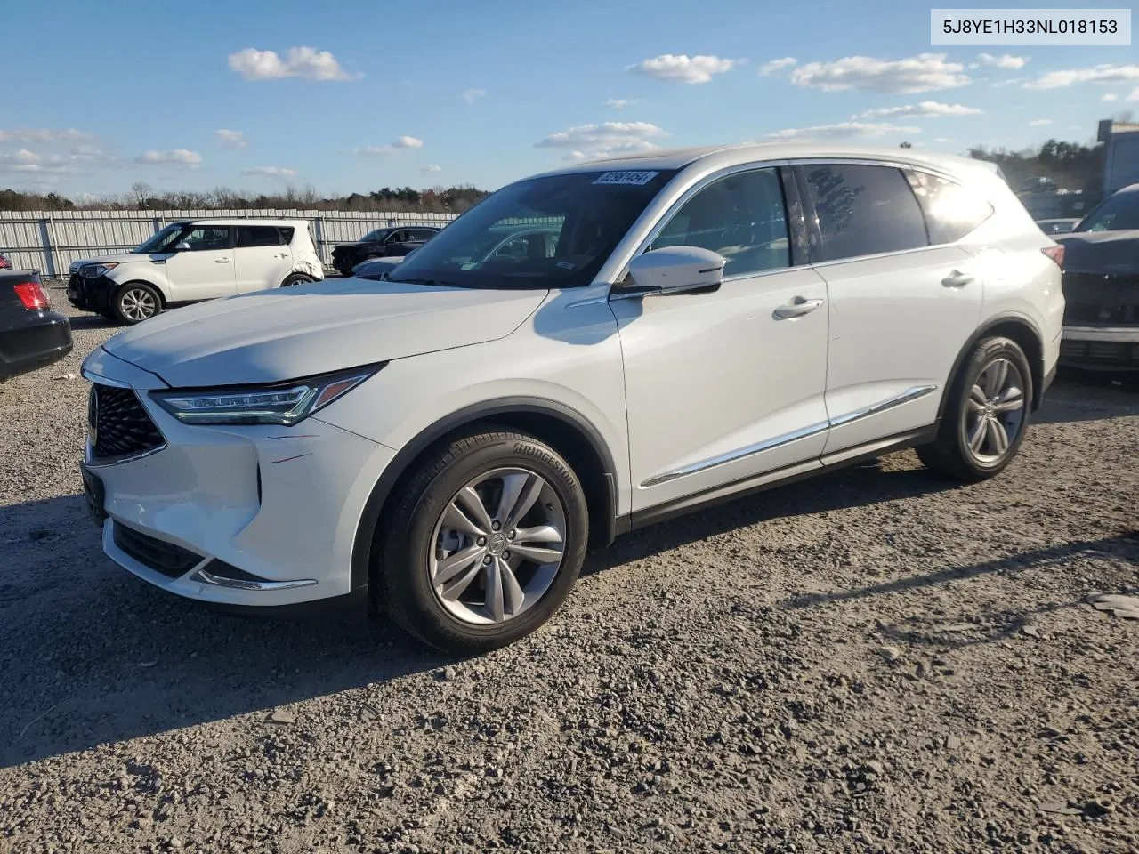 2022 Acura Mdx VIN: 5J8YE1H33NL018153 Lot: 82981454