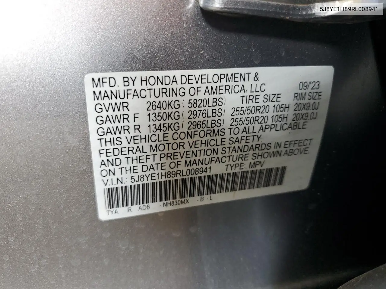 2024 Acura Mdx Advance VIN: 5J8YE1H89RL008941 Lot: 63202335