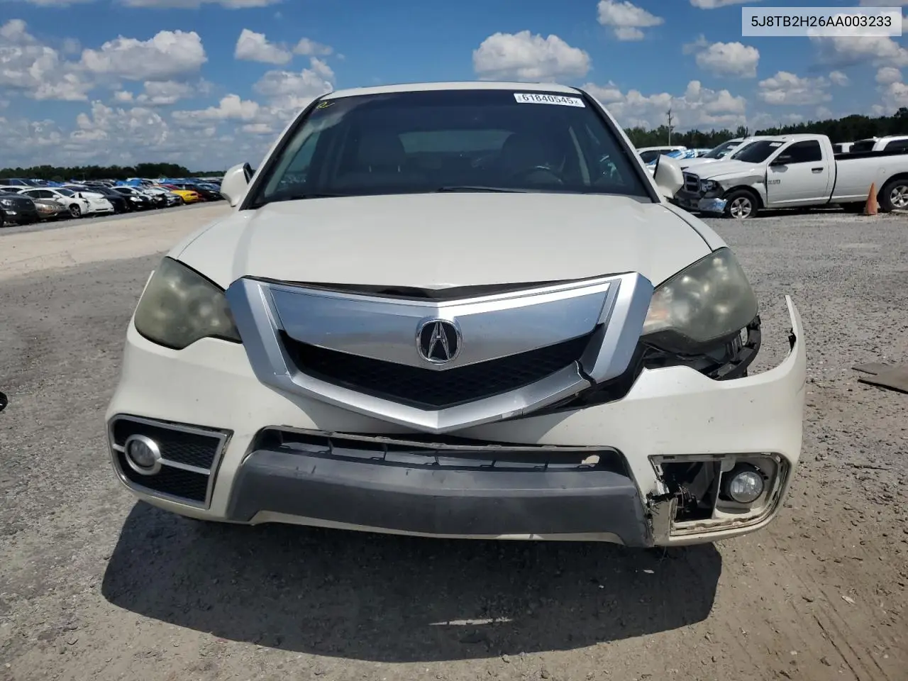 2010 Acura Rdx VIN: 5J8TB2H26AA003233 Lot: 61840545