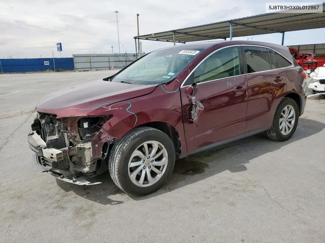 2016 Acura Rdx VIN: 5J8TB3H3XGL012867 Lot: 56950435