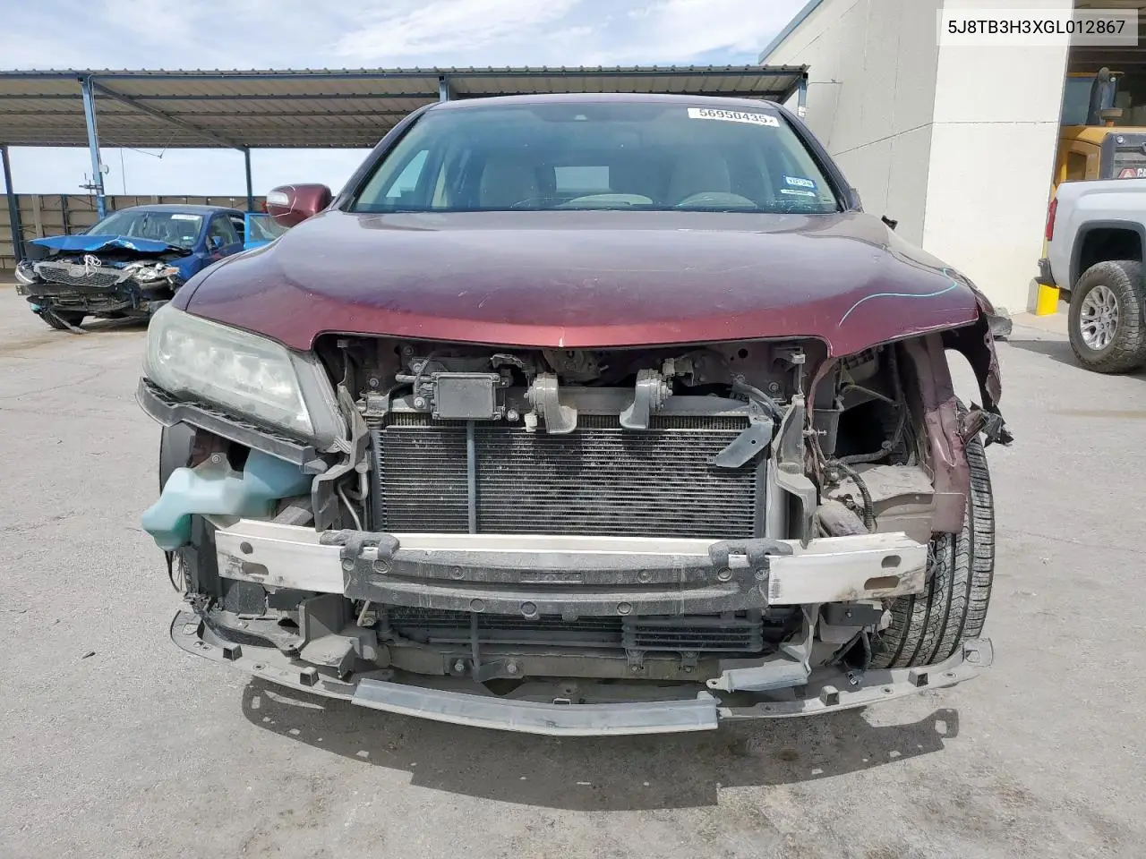 2016 Acura Rdx VIN: 5J8TB3H3XGL012867 Lot: 56950435