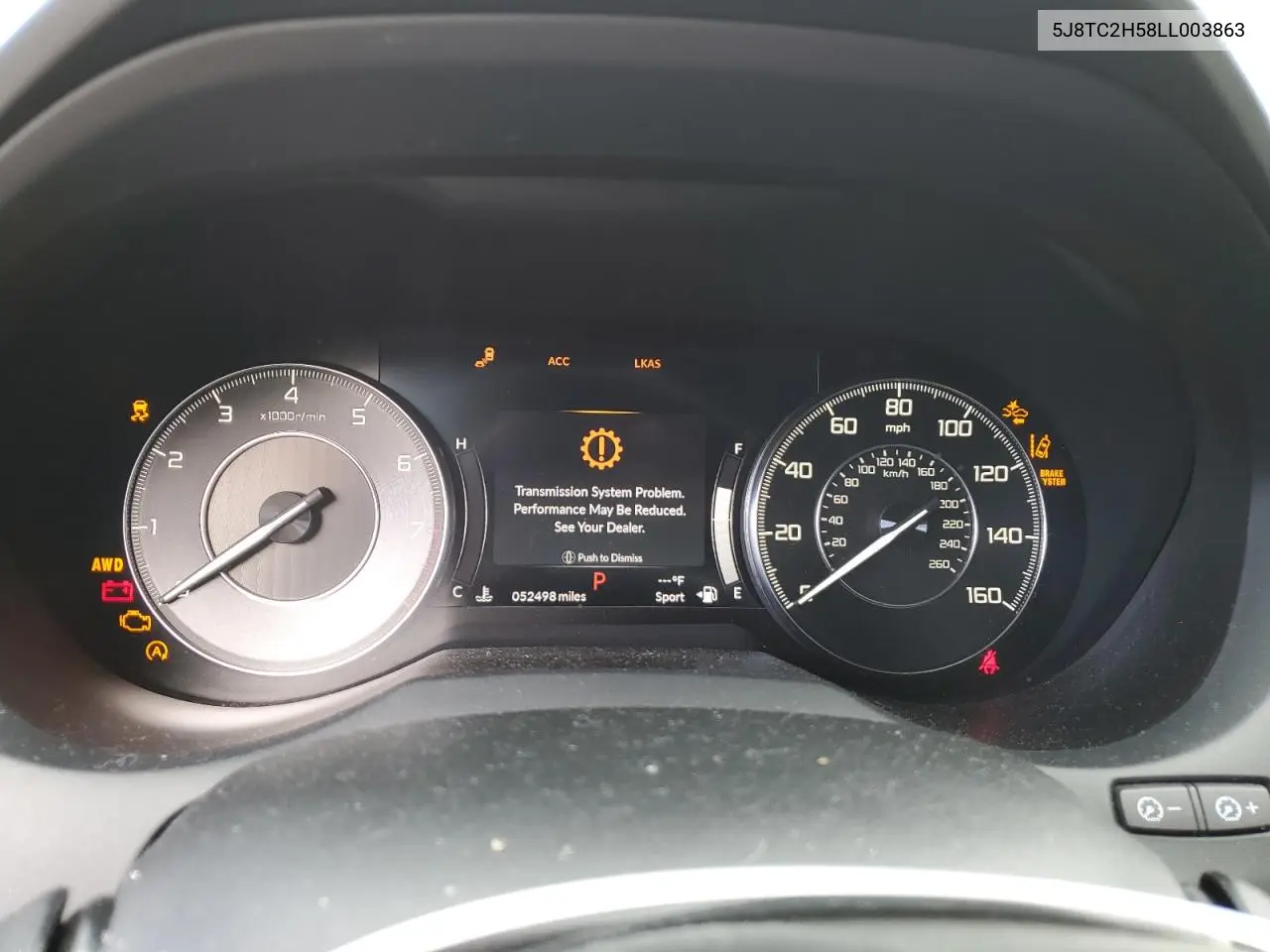 2020 Acura Rdx Technology VIN: 5J8TC2H58LL003863 Lot: 52949325