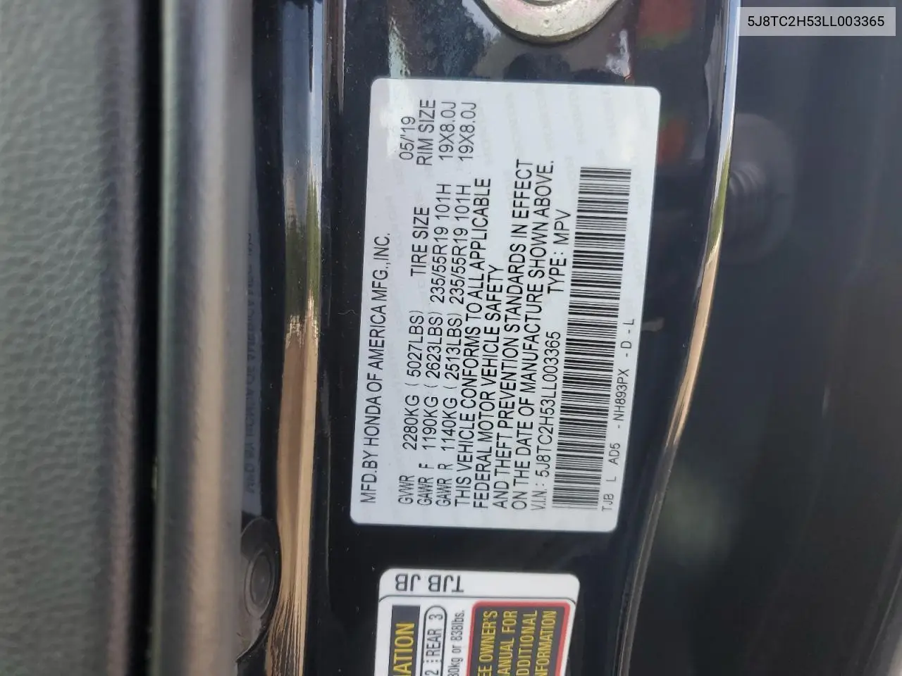2020 Acura Rdx Technology VIN: 5J8TC2H53LL003365 Lot: 63967245