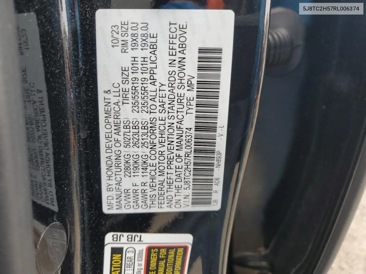 2024 Acura Rdx Technology VIN: 5J8TC2H57RL006374 Lot: 52610415