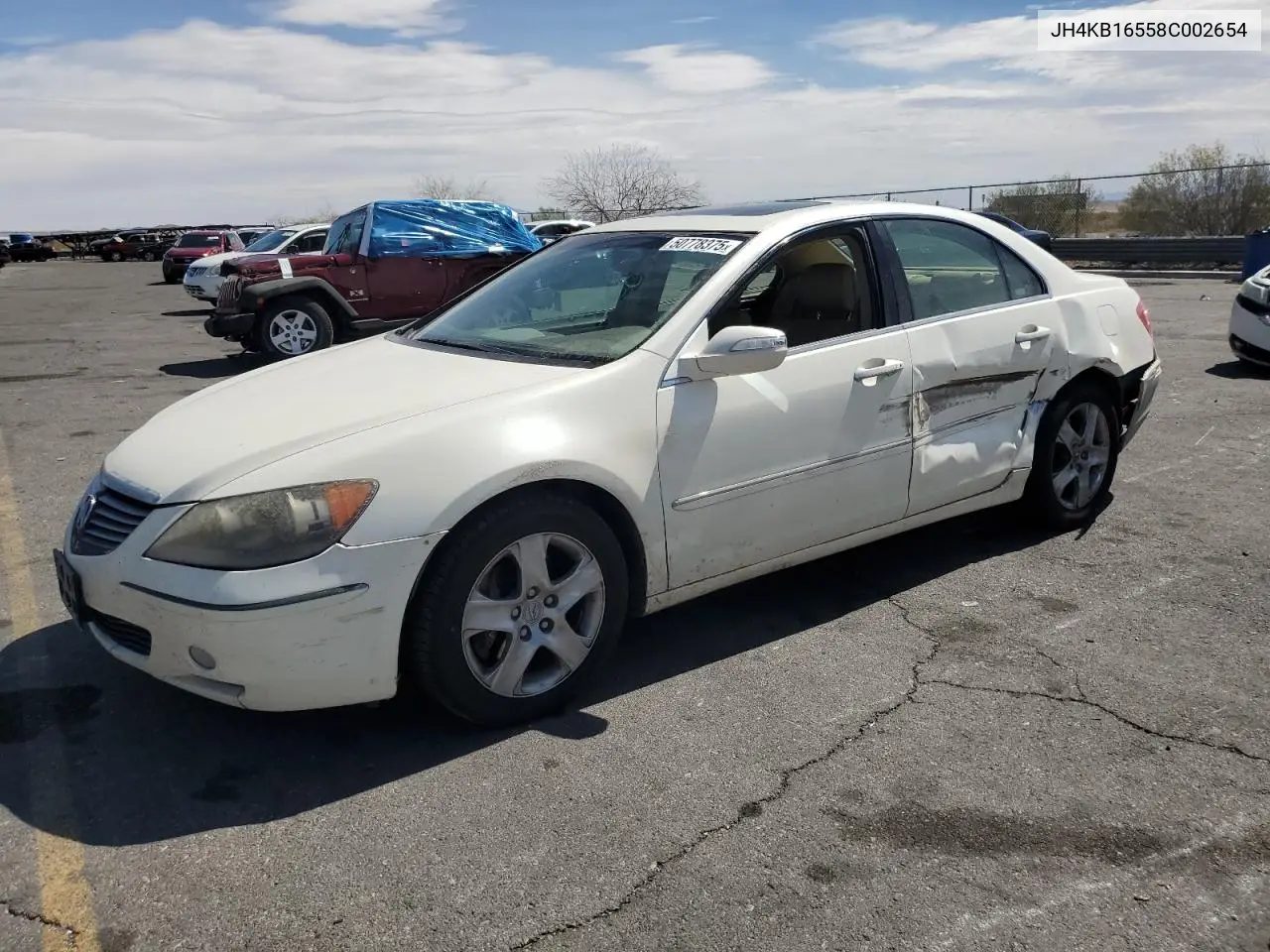 2008 Acura Rl VIN: JH4KB16558C002654 Lot: 50778375