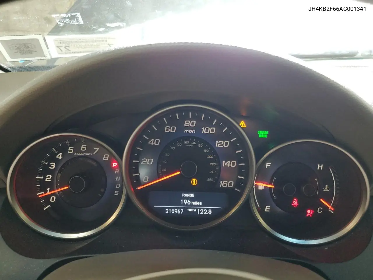 2010 Acura Rl VIN: JH4KB2F66AC001341 Lot: 65183265