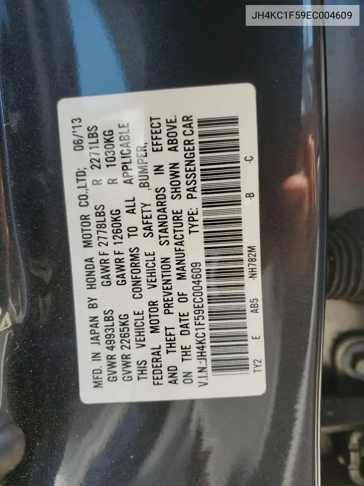 2014 Acura Rlx Tech VIN: JH4KC1F59EC004609 Lot: 55342985