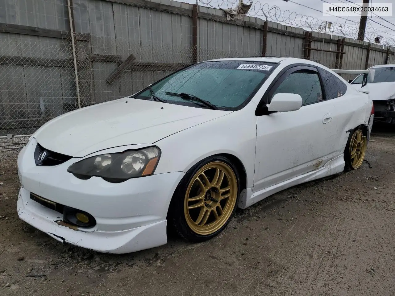 2002 Acura Rsx VIN: JH4DC548X2C034663 Lot: 55980275