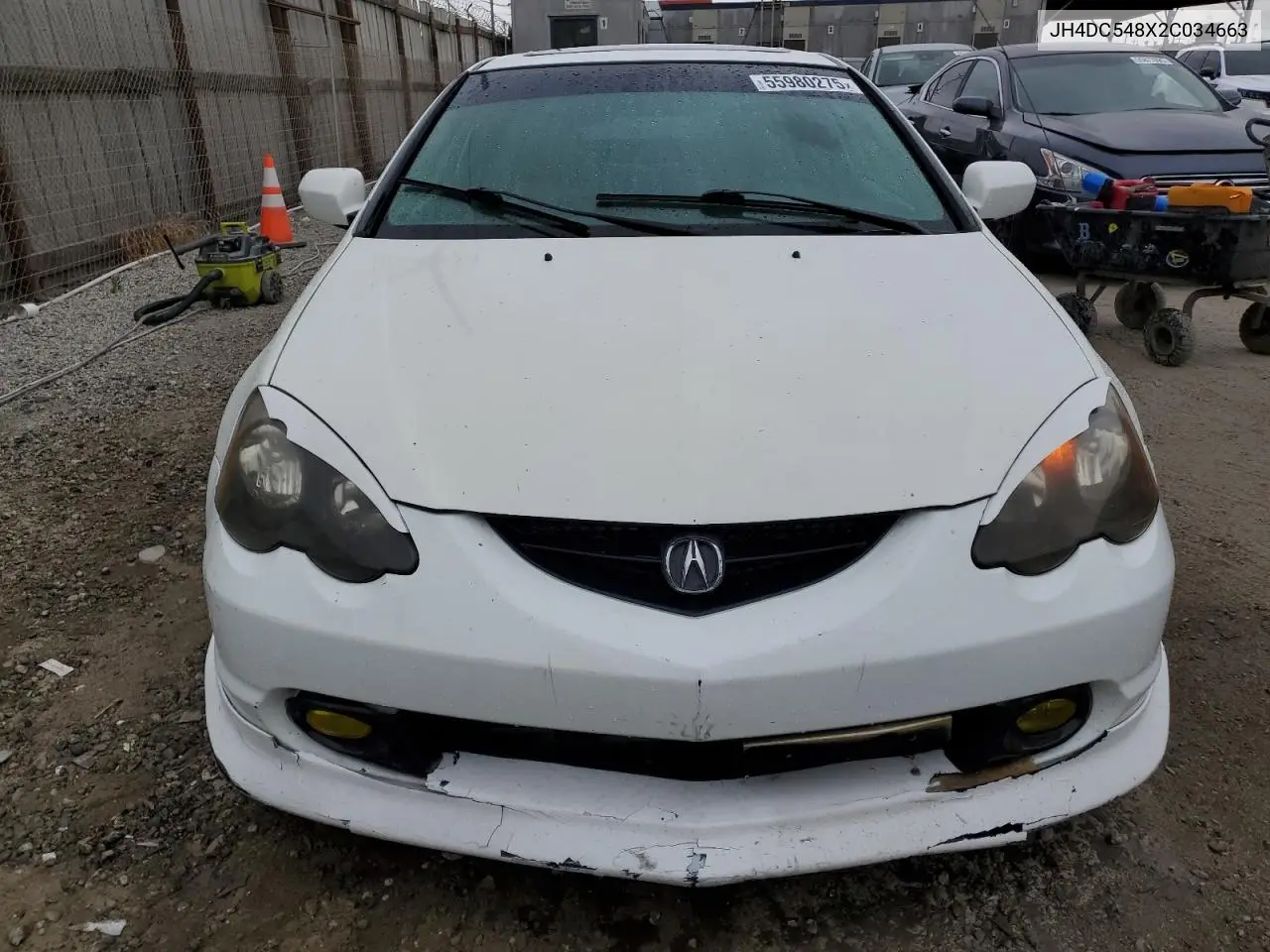 2002 Acura Rsx VIN: JH4DC548X2C034663 Lot: 55980275