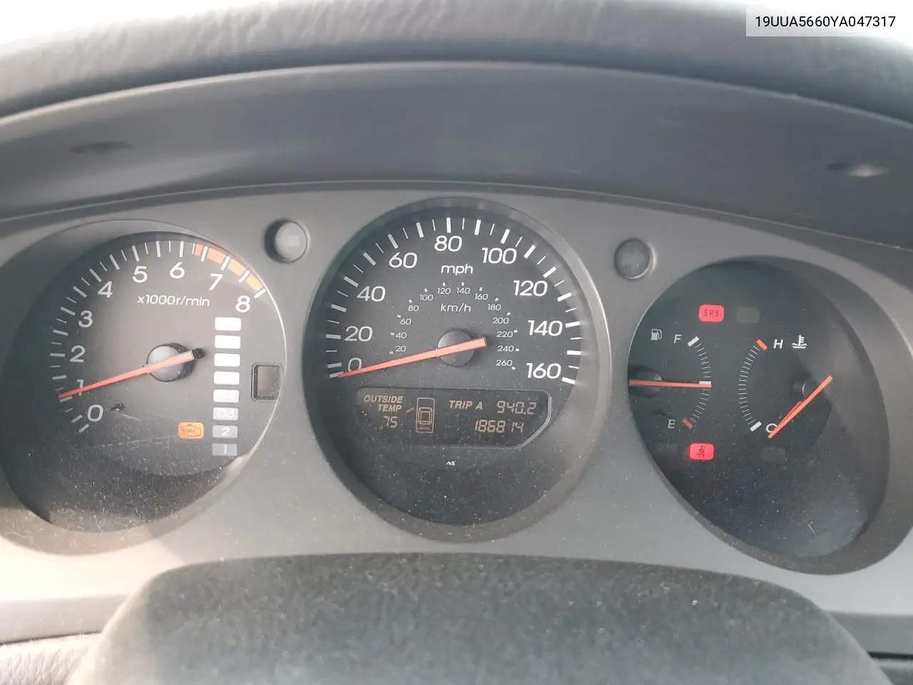 2000 Acura 3.2Tl VIN: 19UUA5660YA047317 Lot: 60154785