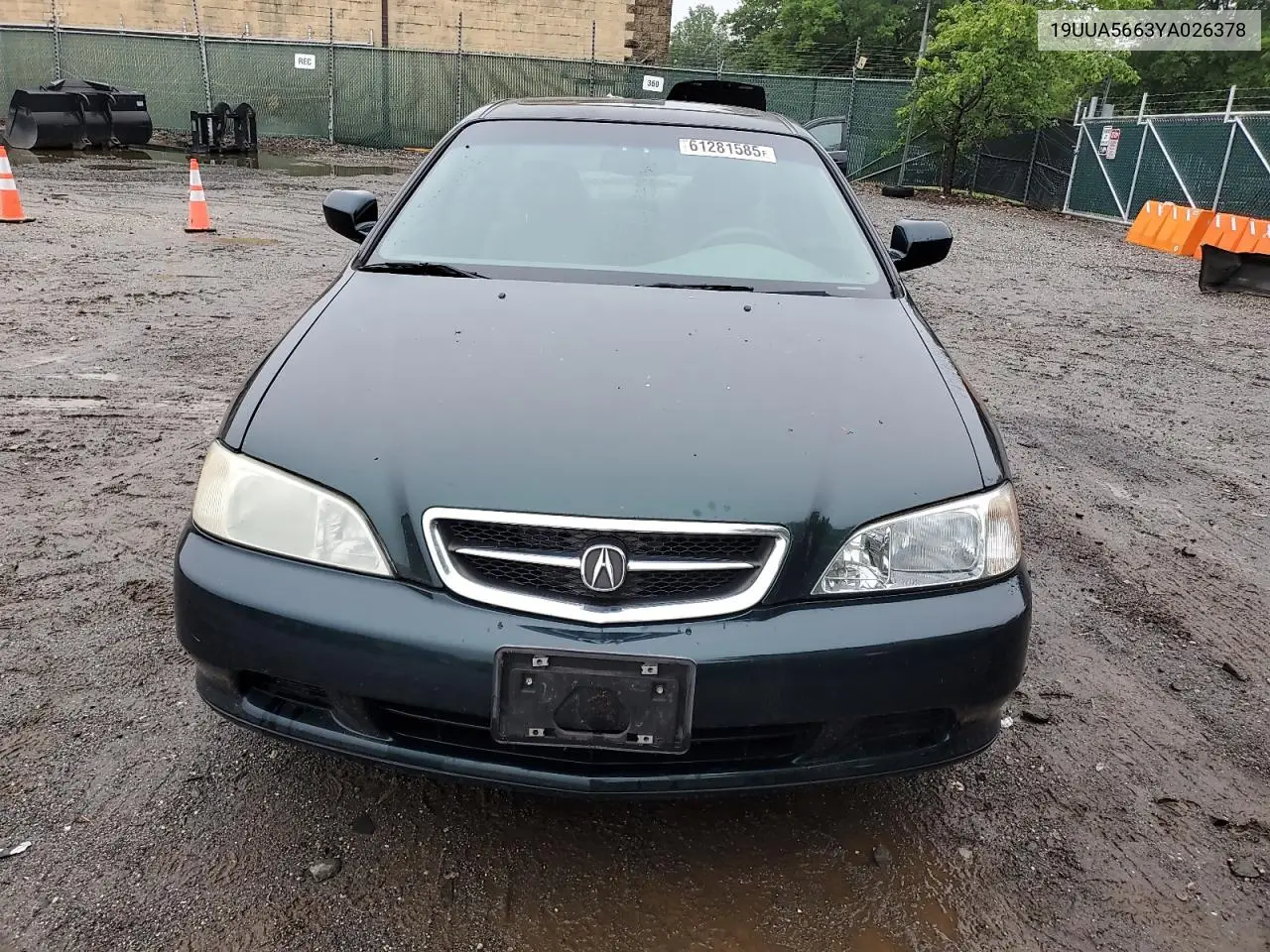 2000 Acura 3.2Tl VIN: 19UUA5663YA026378 Lot: 61281585