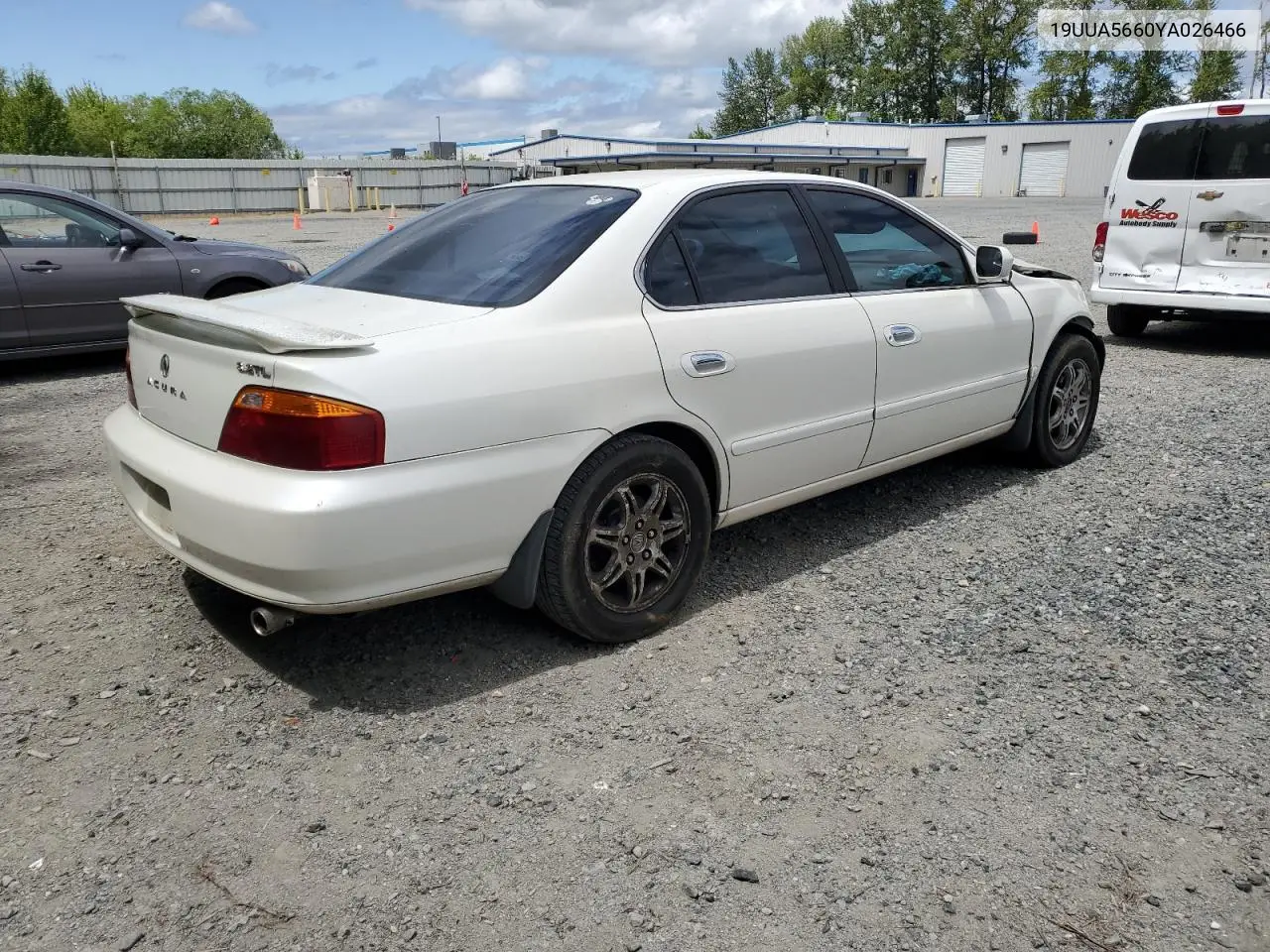 2000 Acura 3.2Tl VIN: 19UUA5660YA026466 Lot: 61499235