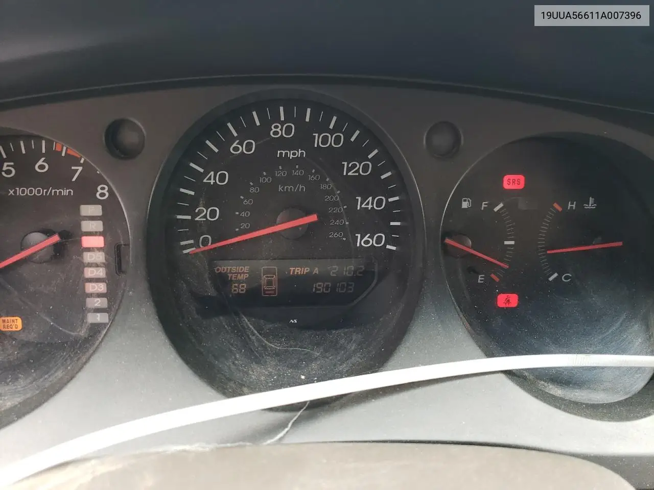 2001 Acura 3.2Tl VIN: 19UUA56611A007396 Lot: 53754835