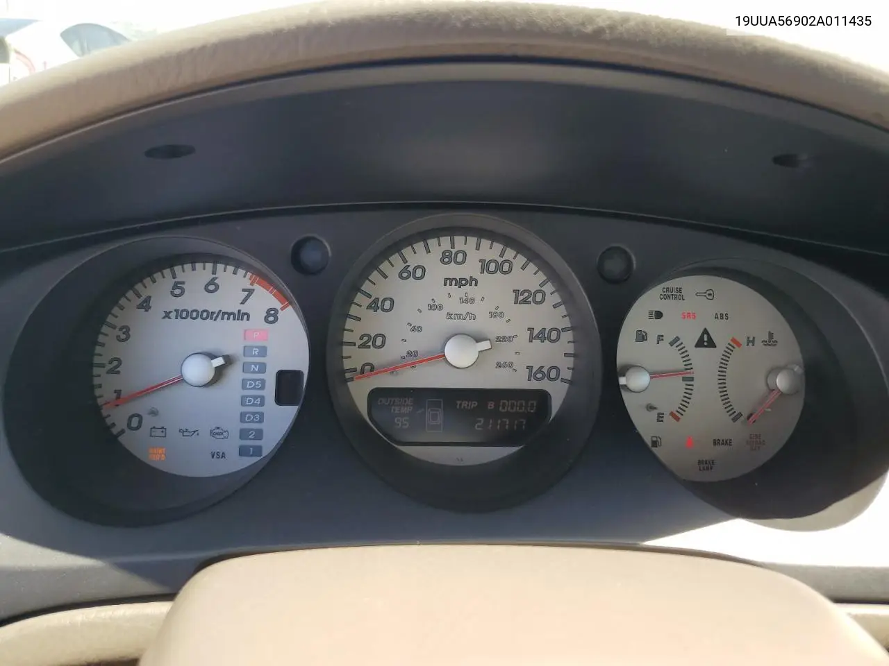 2002 Acura 3.2Tl Type-S VIN: 19UUA56902A011435 Lot: 56159135