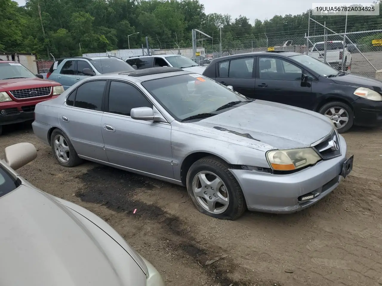 2002 Acura 3.2Tl VIN: 19UUA56782A034525 Lot: 62658955