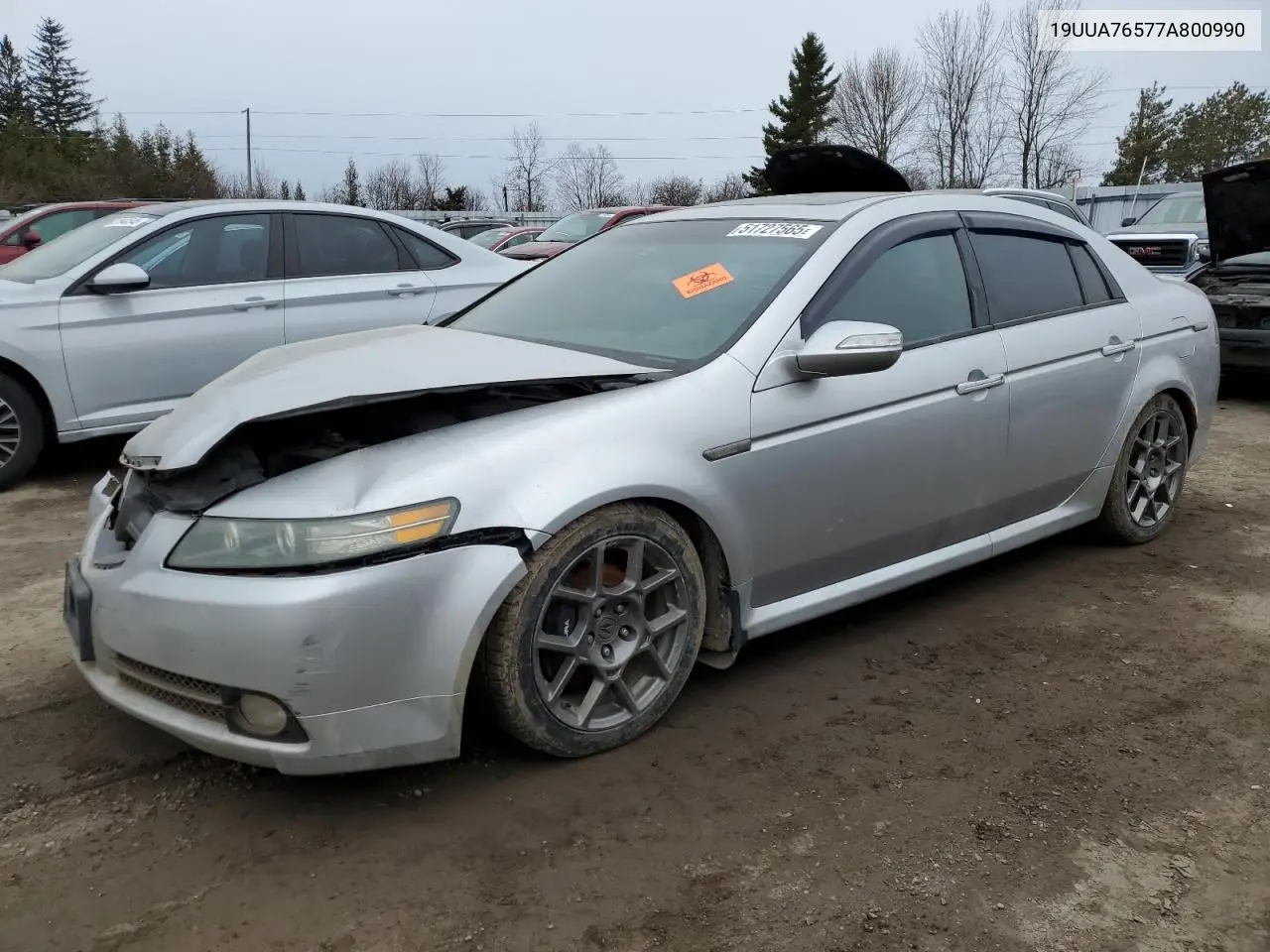 2007 Acura Tl Type S VIN: 19UUA76577A800990 Lot: 51727565