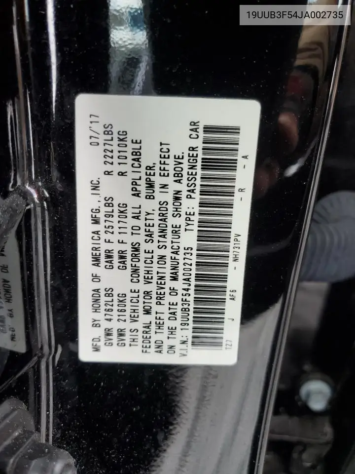 2018 Acura Tlx Tech VIN: 19UUB3F54JA002735 Lot: 82657074