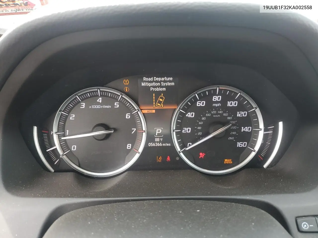 2019 Acura Tlx VIN: 19UUB1F32KA002558 Lot: 62399465