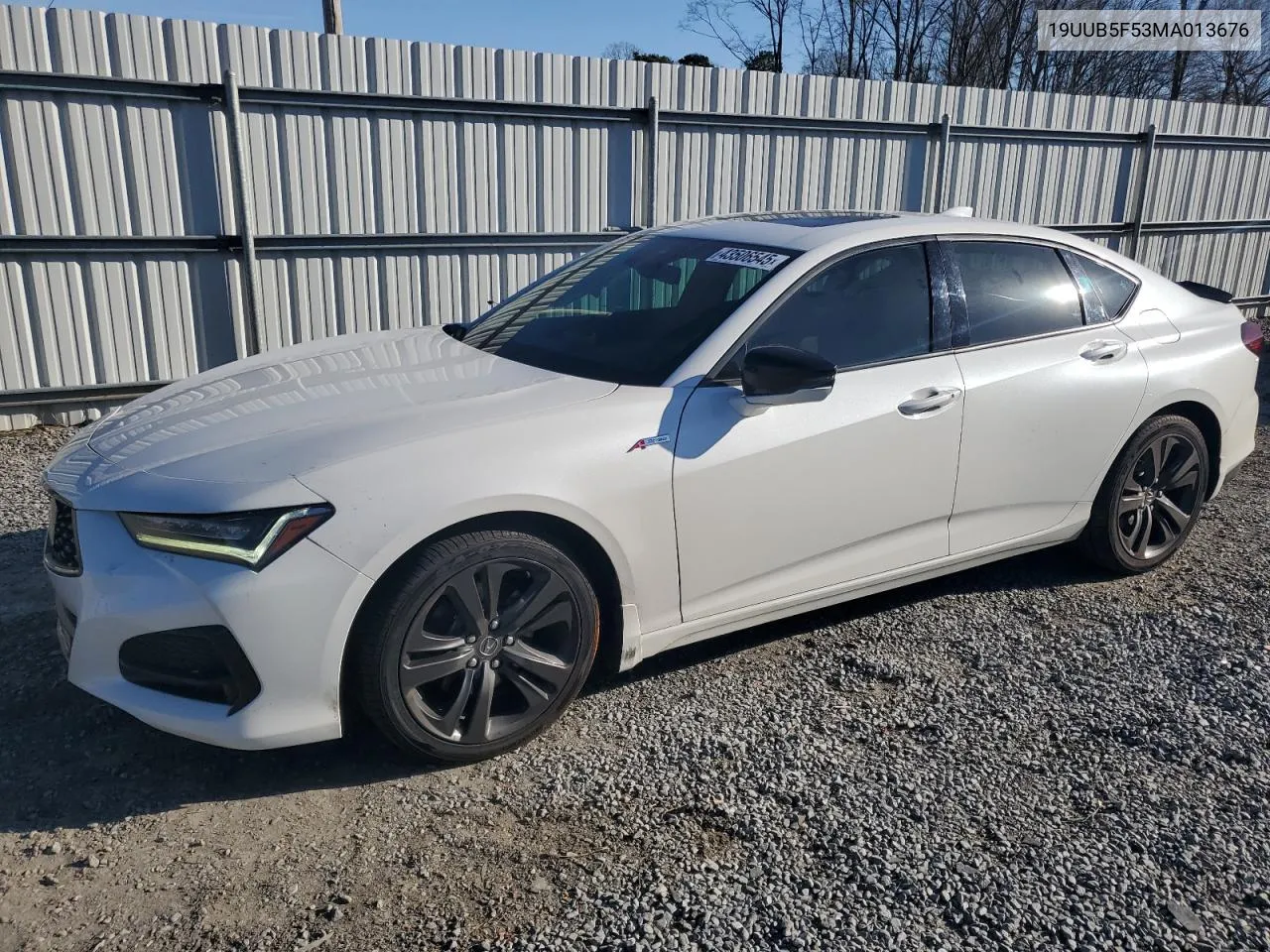 2021 Acura Tlx Tech A VIN: 19UUB5F53MA013676 Lot: 43506545