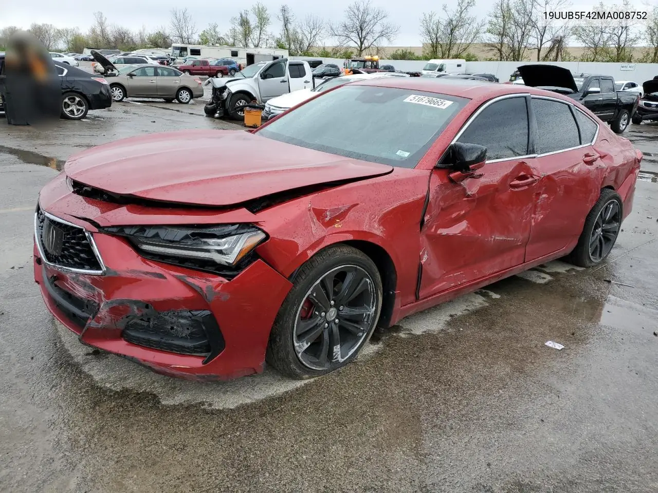 2021 Acura Tlx Technology VIN: 19UUB5F42MA008752 Lot: 51679665