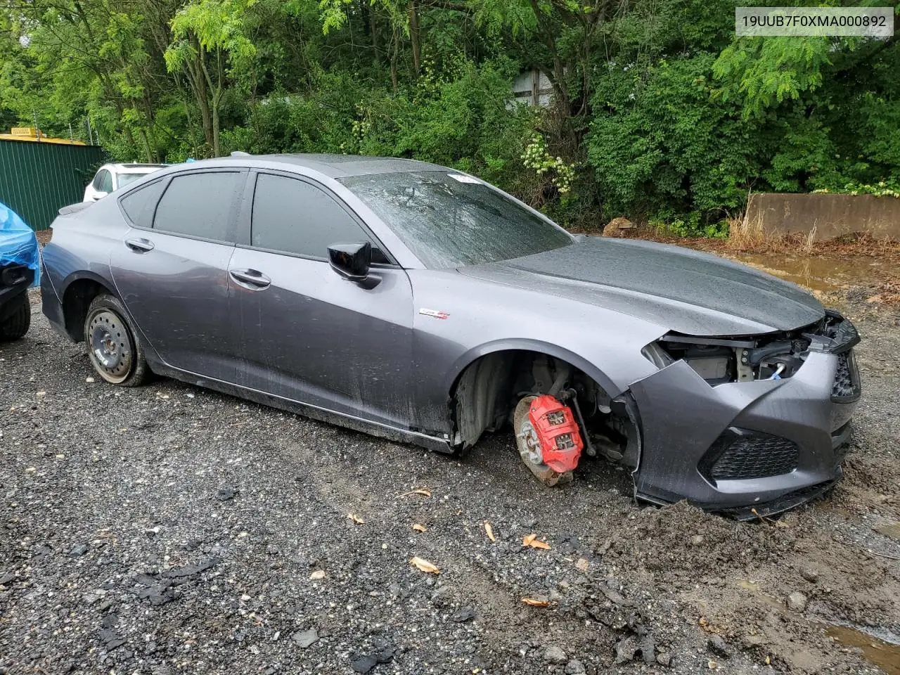 2021 Acura Tlx Type S VIN: 19UUB7F0XMA000892 Lot: 56051945