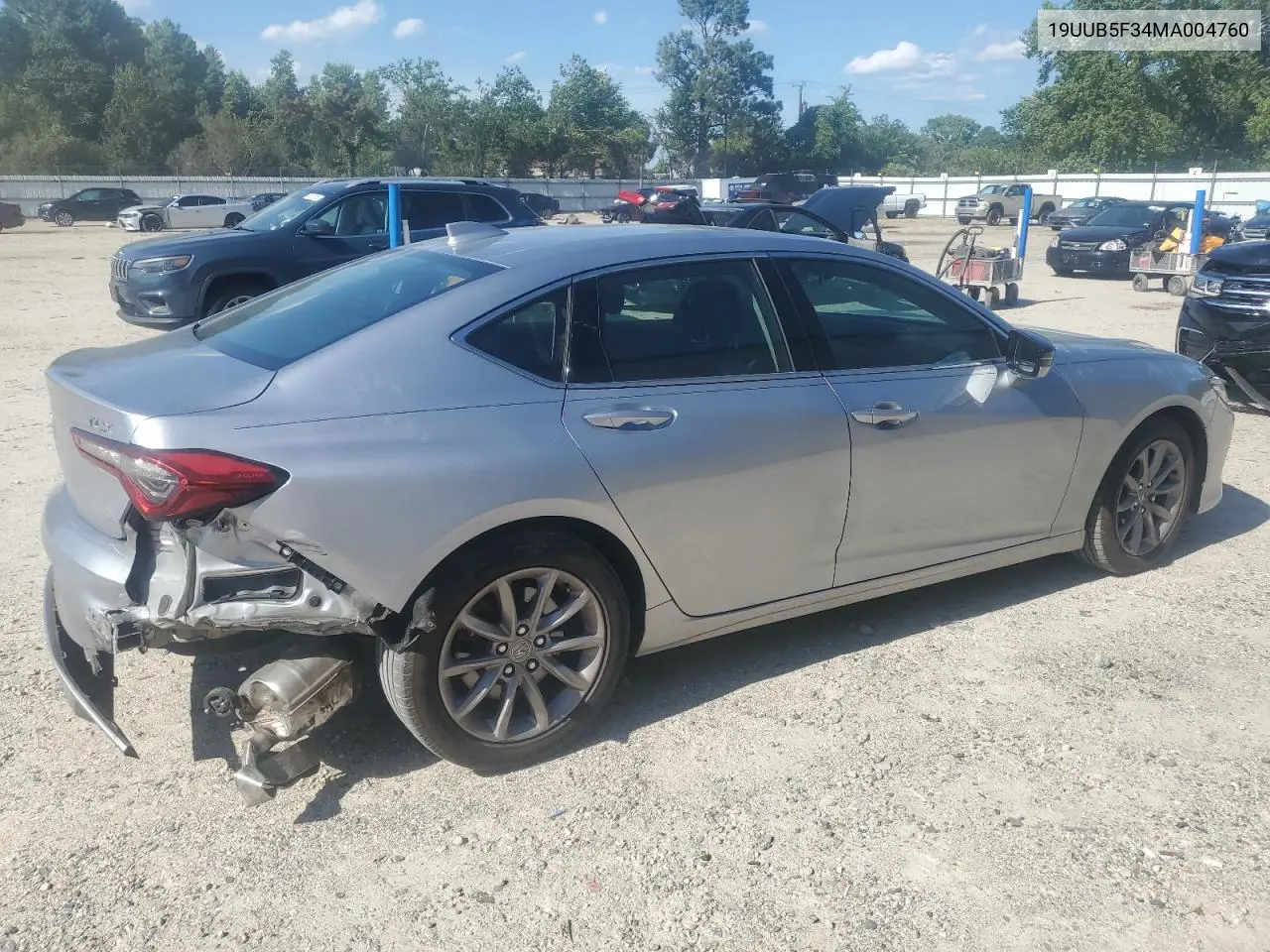2021 Acura Tlx VIN: 19UUB5F34MA004760 Lot: 61271015