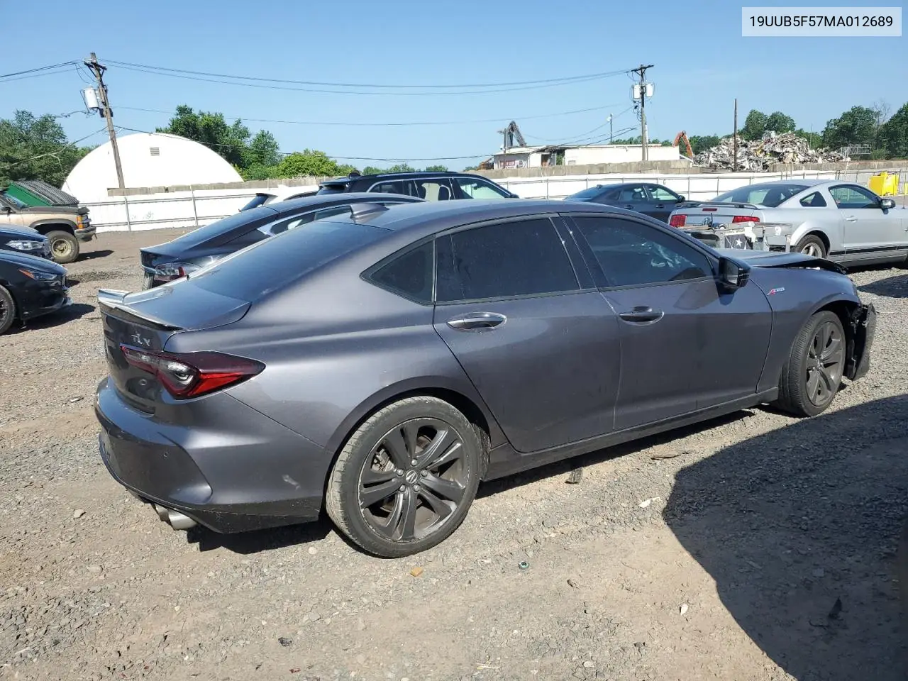 2021 Acura Tlx Tech A VIN: 19UUB5F57MA012689 Lot: 61997665