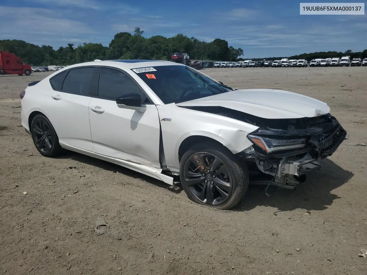 2021 Acura Tlx Tech A VIN: 19UUB6F5XMA000137 Lot: 62258045